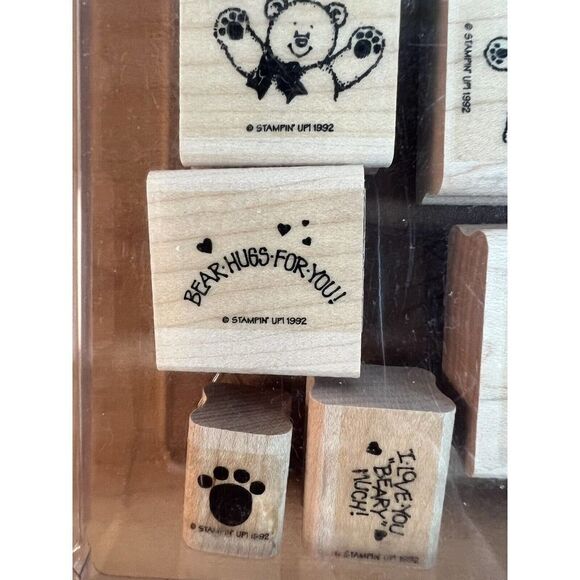 Stampin Up Collection of 8 Wood Rubber Stamps Bear Theme - Picture 5 of 7
